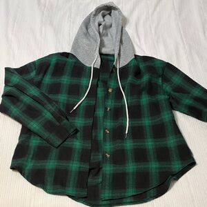 Green Plaid Hoodie Sweatshirt